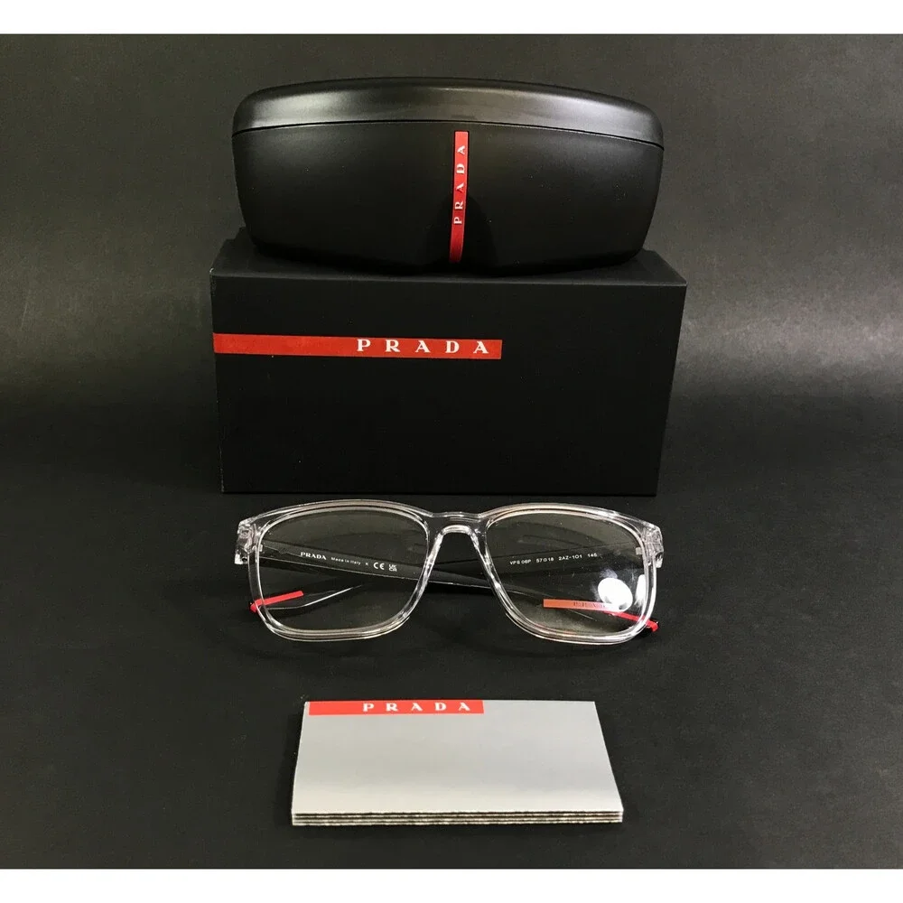 Prada Linea Rossa Eyeglasses Frames VPS06P 2AZ-1O1 Crystal Clear Black 57-18-145